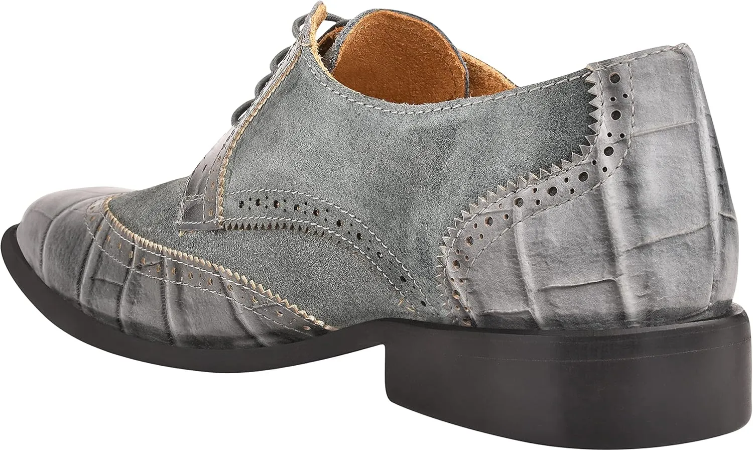 LIBERTYZENO Mens Genuine Leather Adults Wingtip Lace Up Oxford Dress Shoes for Prom Graduation