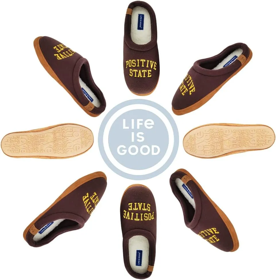 Life is Good Men's Open Back Fleece Slipper, 303593M - Suede & Fleece Indoor/Outdoor Plush & Cozy with Soft Foam & Rubber Sole Slippers