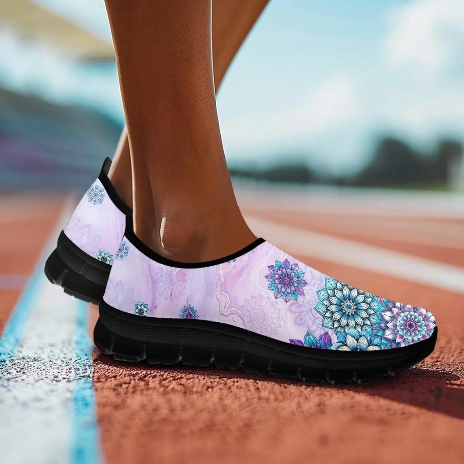 Light Weight Slip On Walking Shoes for Women,Breathable Athletic Running Shoes Anti Slip Gym Workout Shoes Lady Low Top Sneaker Jogging Shoes