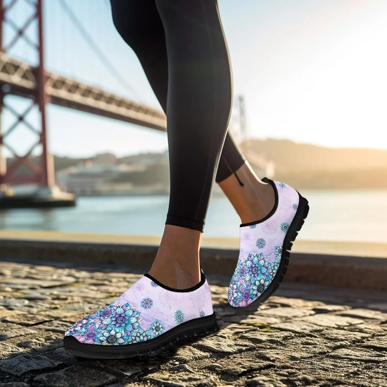 Light Weight Slip On Walking Shoes for Women,Breathable Athletic Running Shoes Anti Slip Gym Workout Shoes Lady Low Top Sneaker Jogging Shoes