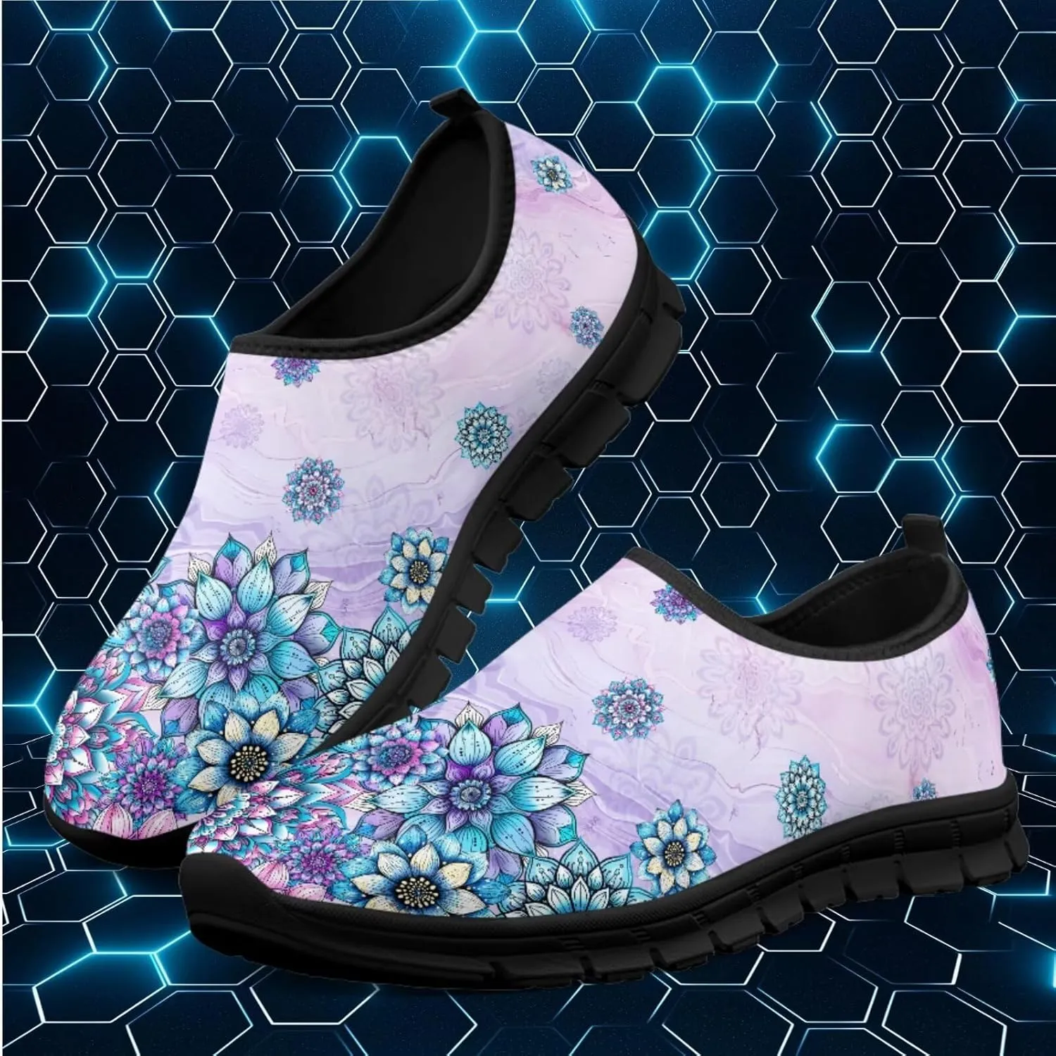 Light Weight Slip On Walking Shoes for Women,Breathable Athletic Running Shoes Anti Slip Gym Workout Shoes Lady Low Top Sneaker Jogging Shoes