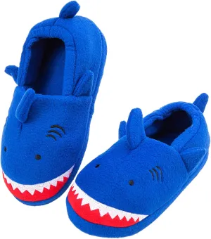 Little Kids Big Boys House Slippers, Kids Warm Slip On Home Slippers with Soft Memory Foam Cute Winter Nonslip Indoor Shark Dinosaur Soccer Dog Slippers