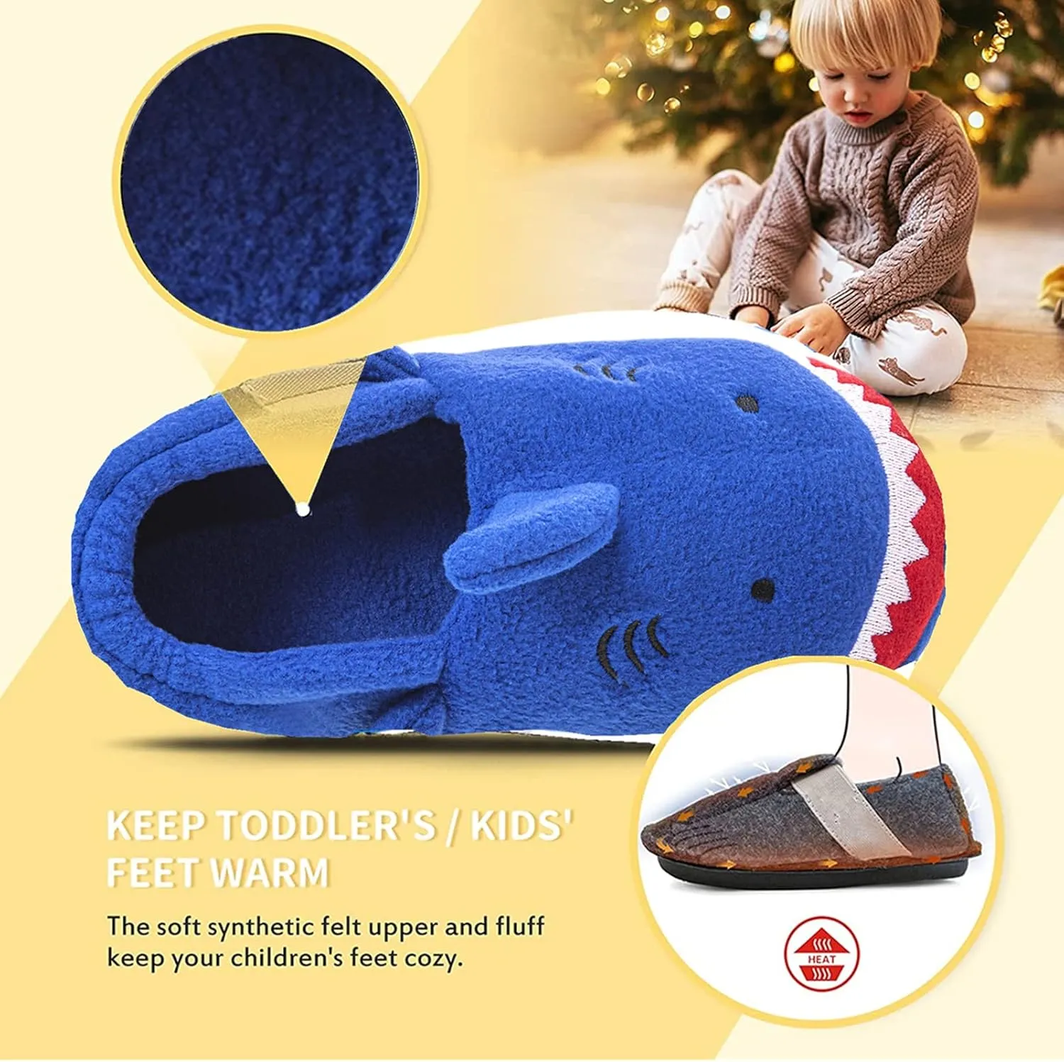 Little Kids Big Boys House Slippers, Kids Warm Slip On Home Slippers with Soft Memory Foam Cute Winter Nonslip Indoor Shark Dinosaur Soccer Dog Slippers