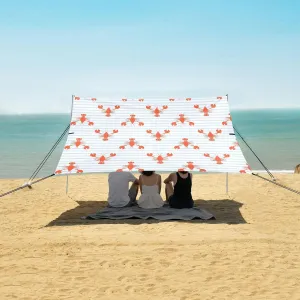 Lobster Pattern Beach Camping Tent Sun Shelter for Whole Family, Blue Stripe Beach Shade Canopy with UPF50  UV Protection,Easy Set Up and Carry,Outdoor Shade for Trips, Fishing, Backyard Fun Pic