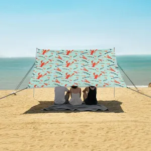 Lobster Sea Food Beach Camping Tent Sun Shelter for Whole Family, Fishes Beach Shade Canopy with UPF50  UV Protection,Easy Set Up and Carry,Outdoor Shade for Trips, Fishing, Backyard Fun Picnics