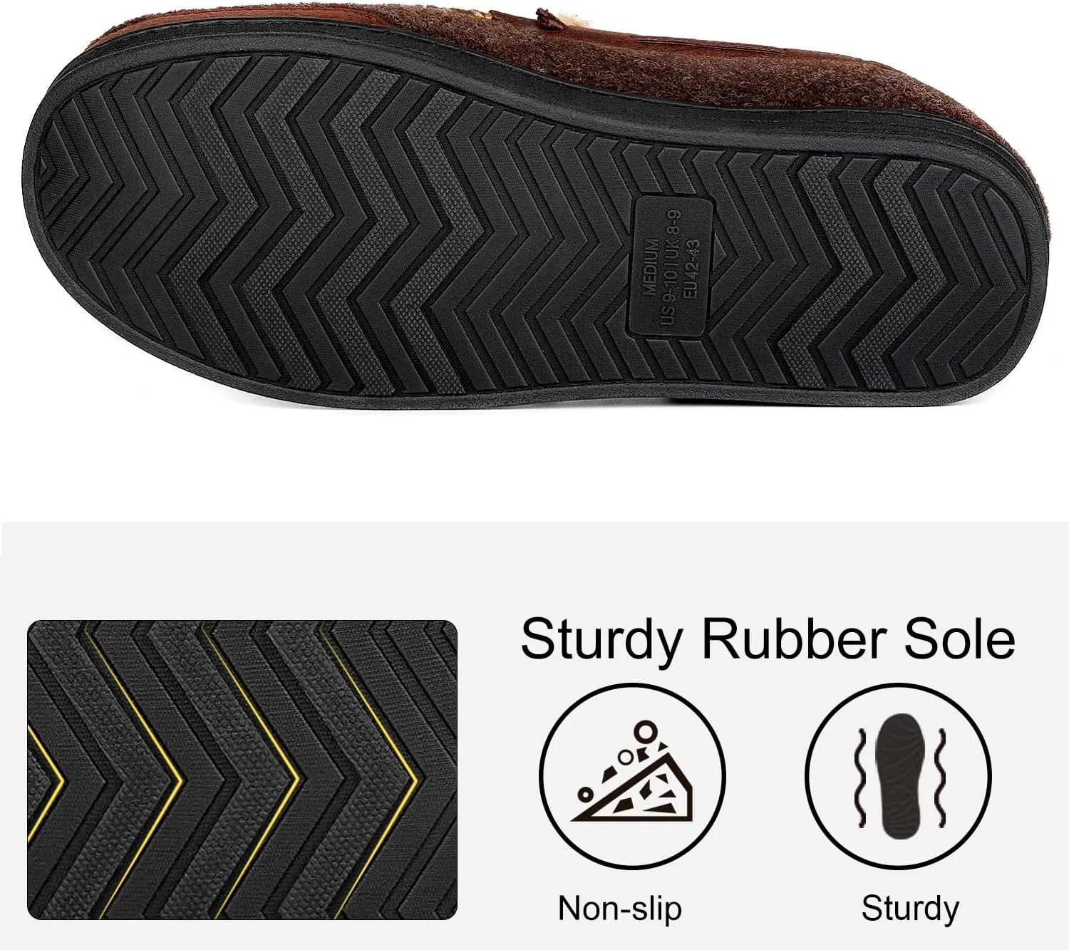 LongBay Mens Moccasin Slippers Warm Cozy House Shoes Indoor Outdoor