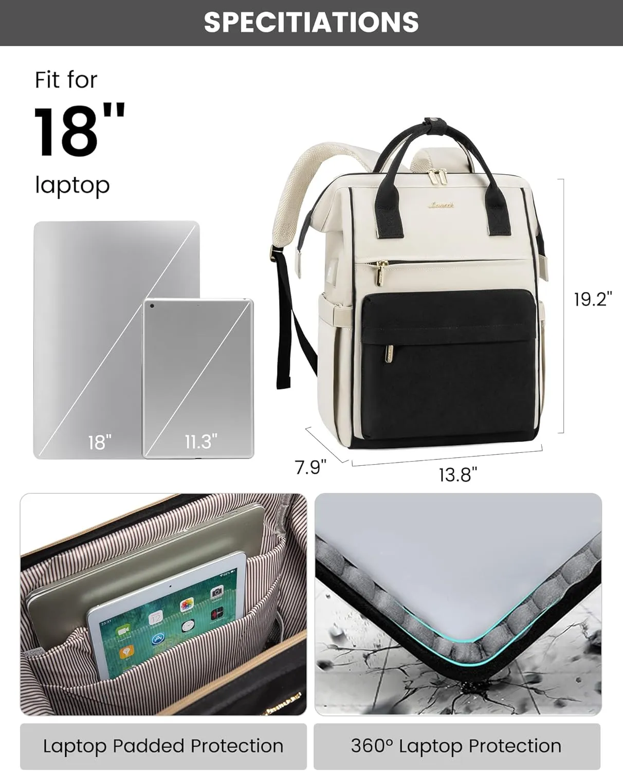 LOVEVOOK Laptop Backpack Purse for Women Waterproof Teacher Nurse Bag, 17.3 Inch Work Laptop Bag with Organizer Bag Business Travel Computer Backpack, 2pcs set