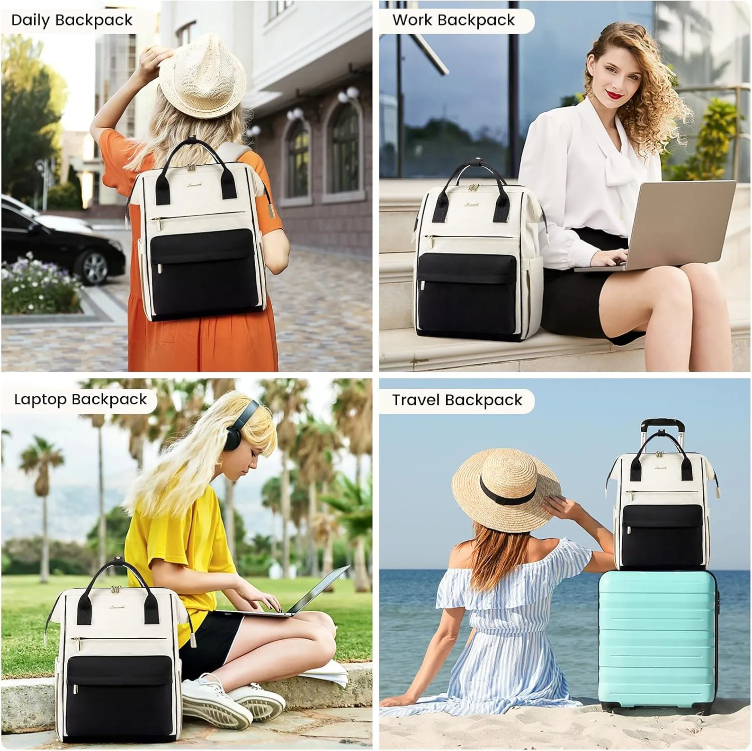 LOVEVOOK Laptop Backpack Purse for Women Waterproof Teacher Nurse Bag, 17.3 Inch Work Laptop Bag with Organizer Bag Business Travel Computer Backpack, 2pcs set