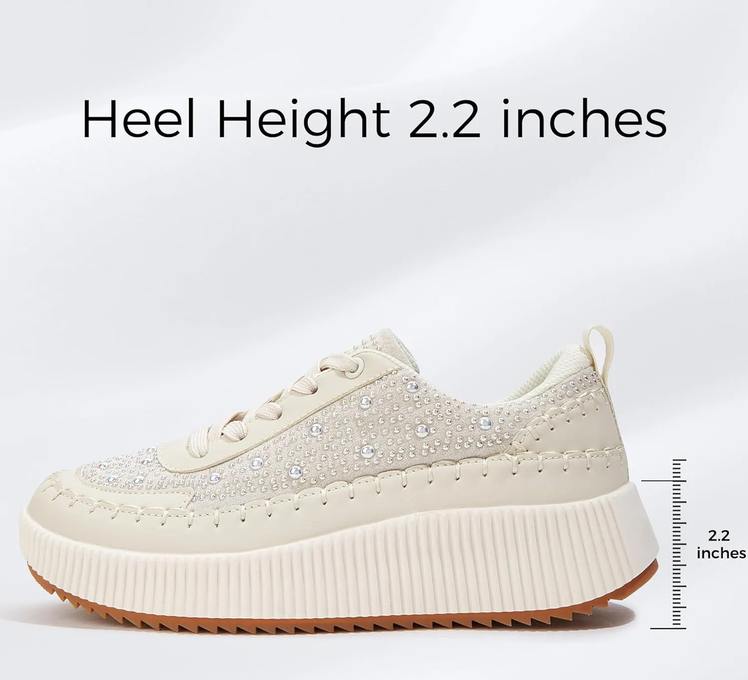 LUCKY STEP Women's Platform Sneakers Rhinestone Fashion Chunky Casual Sparkly Retro Braided Walking Shoes