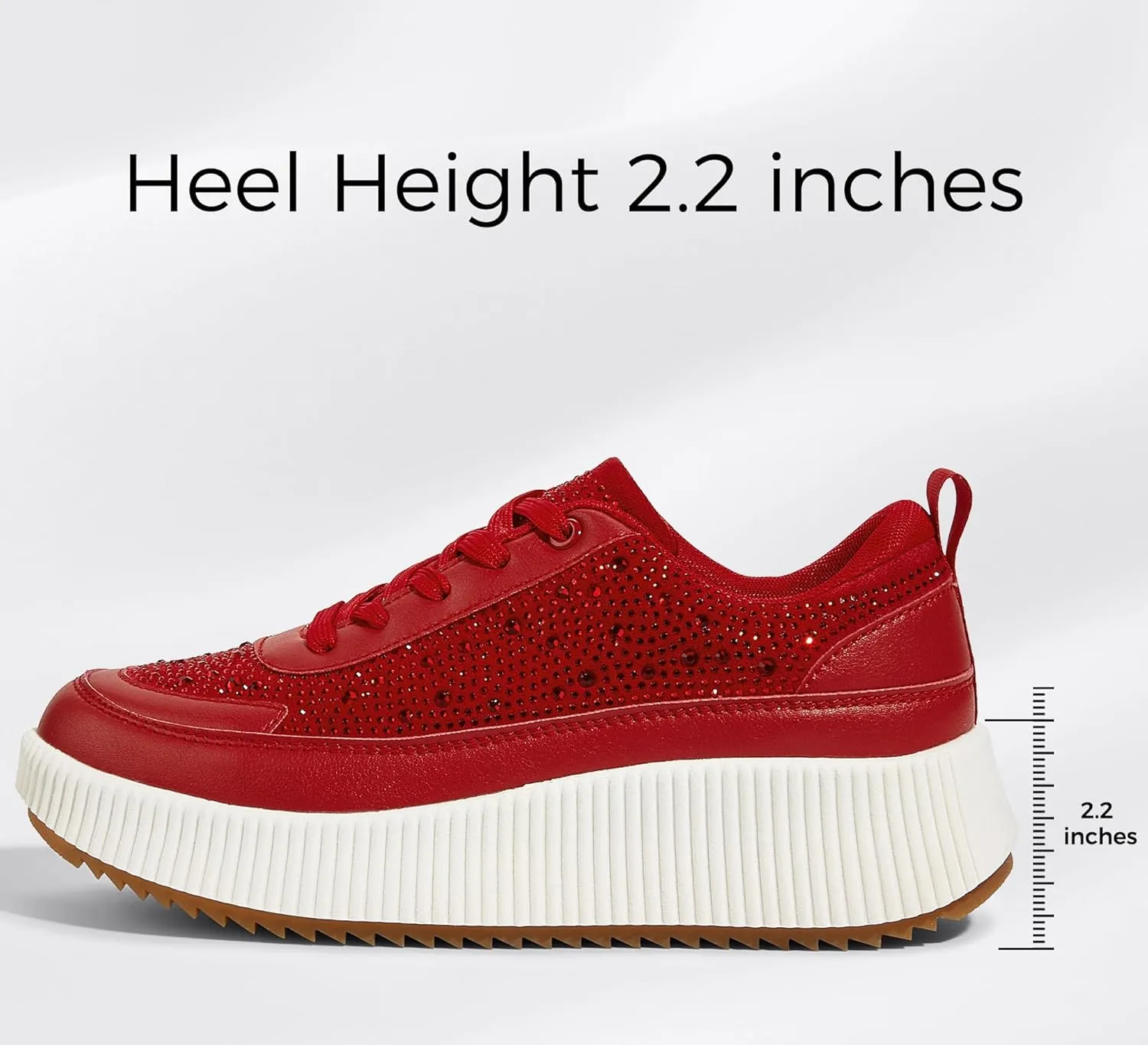 LUCKY STEP Women's Platform Sneakers Rhinestone Fashion Chunky Casual Sparkly Retro Braided Walking Shoes
