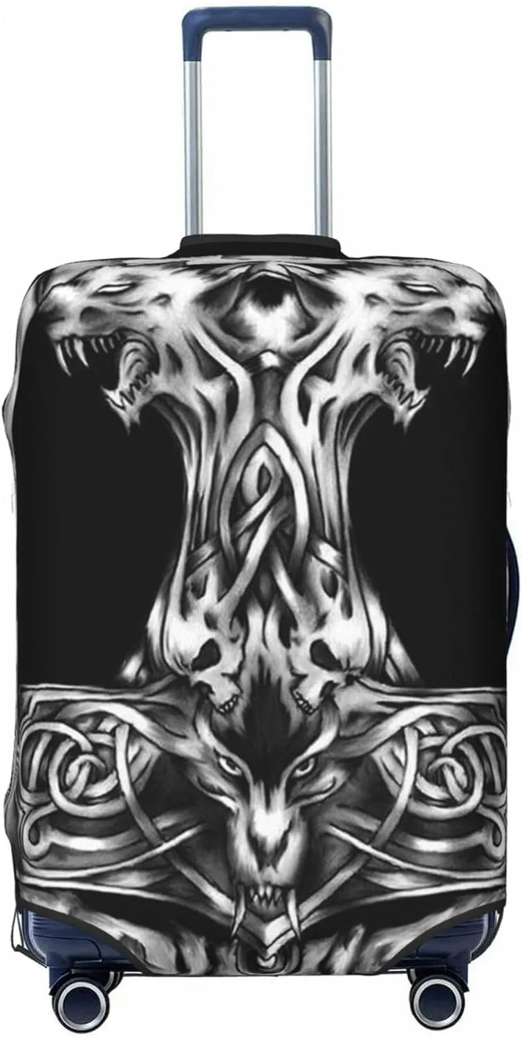 Luggage Cover For Travel Norse Mythology Vikings Thor'S Hammer Magic Rune–dustproof Business Trips 20-28 Inch.