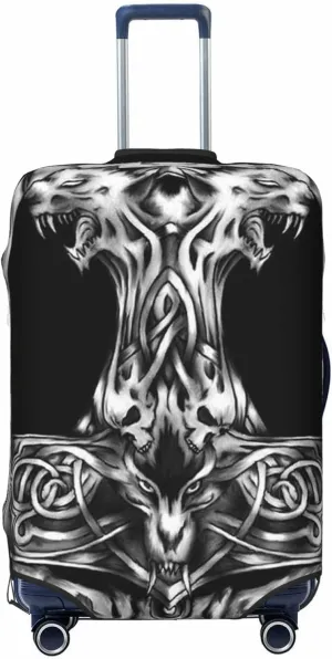 Luggage Cover For Travel Norse Mythology Vikings Thor'S Hammer Magic Rune–dustproof Business Trips 20-28 Inch.
