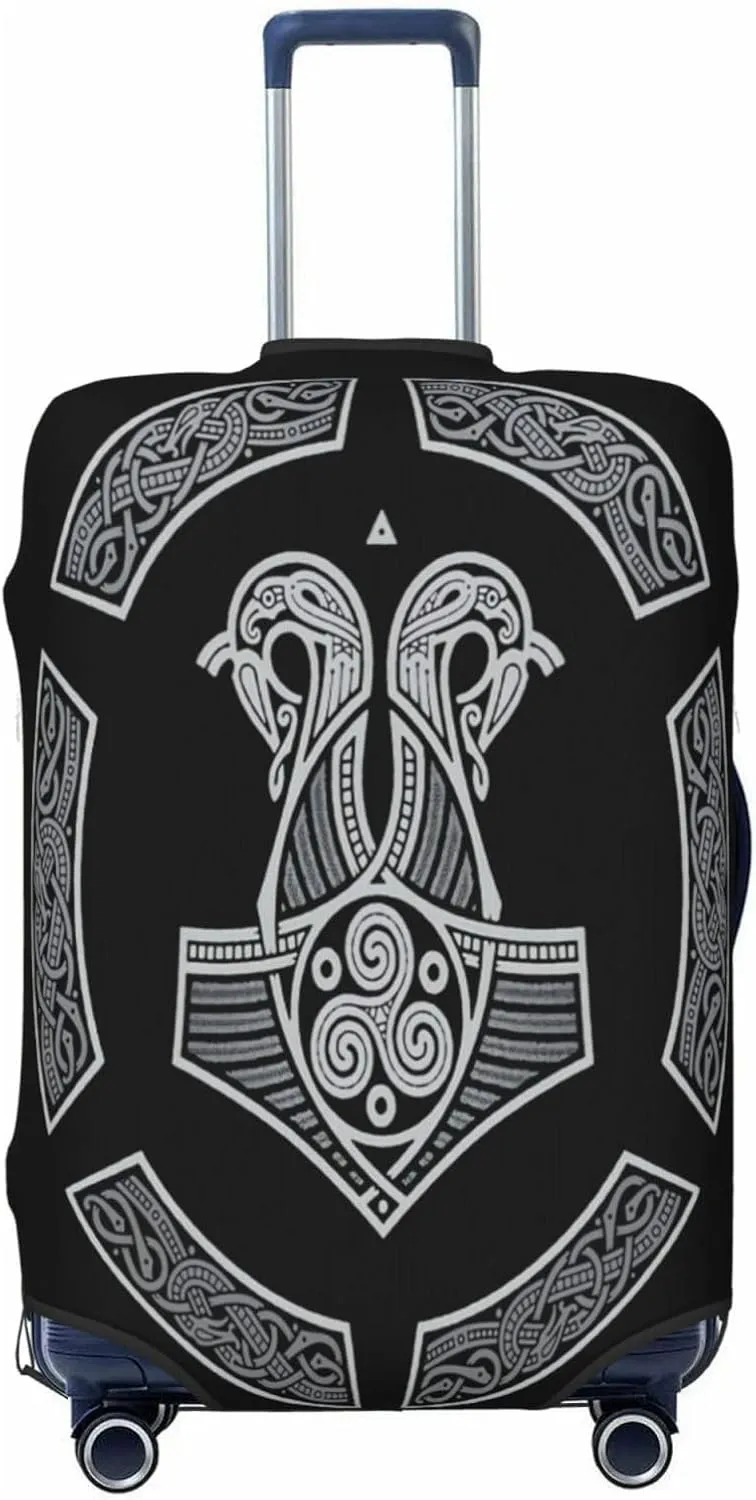 Luggage Cover For Travel Vikings Norse Thors Hammer Mythology Pagan Rune– High Elasticity Ideal For Travel 20-28 Inch.