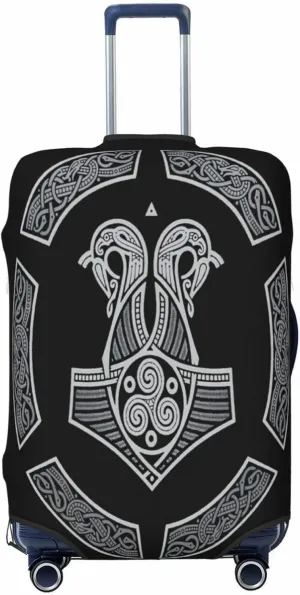 Luggage Cover For Travel Vikings Norse Thors Hammer Mythology Pagan Rune– High Elasticity Ideal For Travel 20-28 Inch.