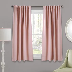 Lush Decor Insulated Back Tab Blackout Window Curtain Panel Pair, 63" L x 52" W, Pink