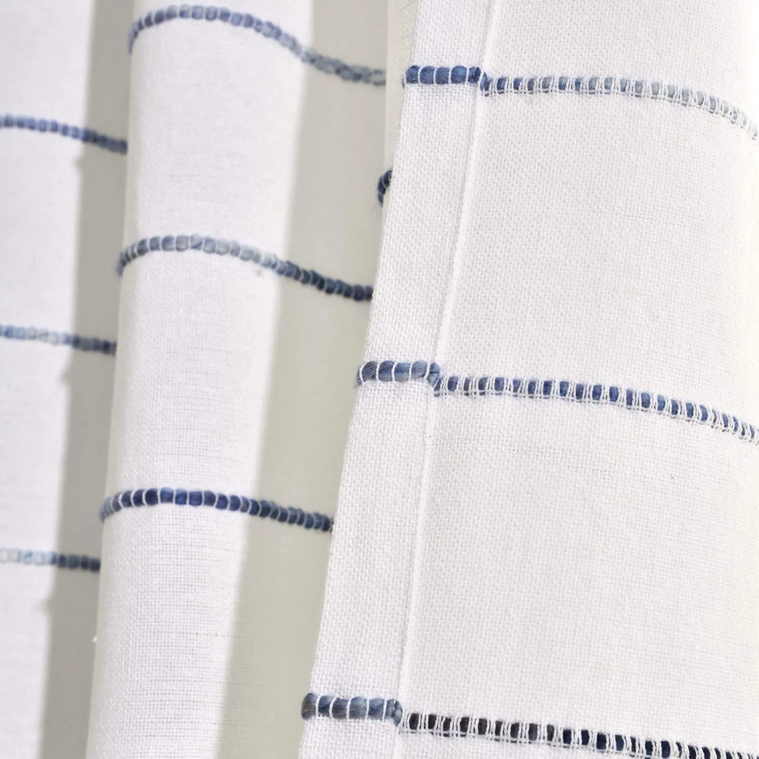Lush Decor Ombre Stripe Curtain Panel Set, 2, 40''W x 84''L, Navy, Recycled Cotton/Polyester, Rod Pocket, Home Office, Farmhouse