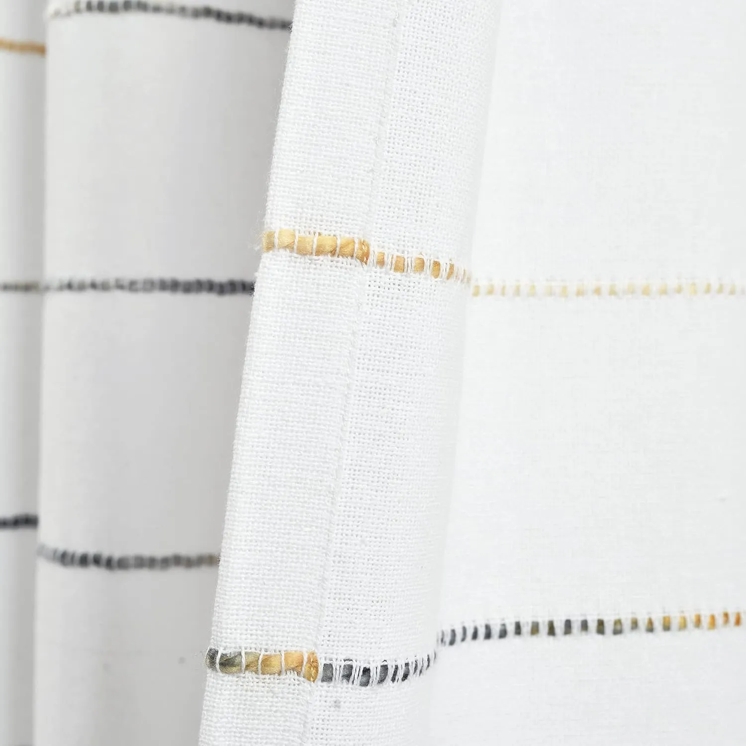 Lush Decor Ombre Stripe Yarn Dyed Cotton Window Curtain Panel Set - Colorful Tufted Yarn Stripe Detail - 2 Window Panels - 40" W x 84" L, Yellow & Gray