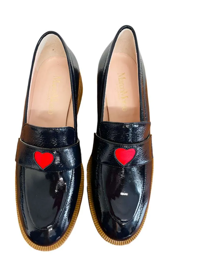 Marco Moreo Navy Red Heart Loafer|MG1232JN