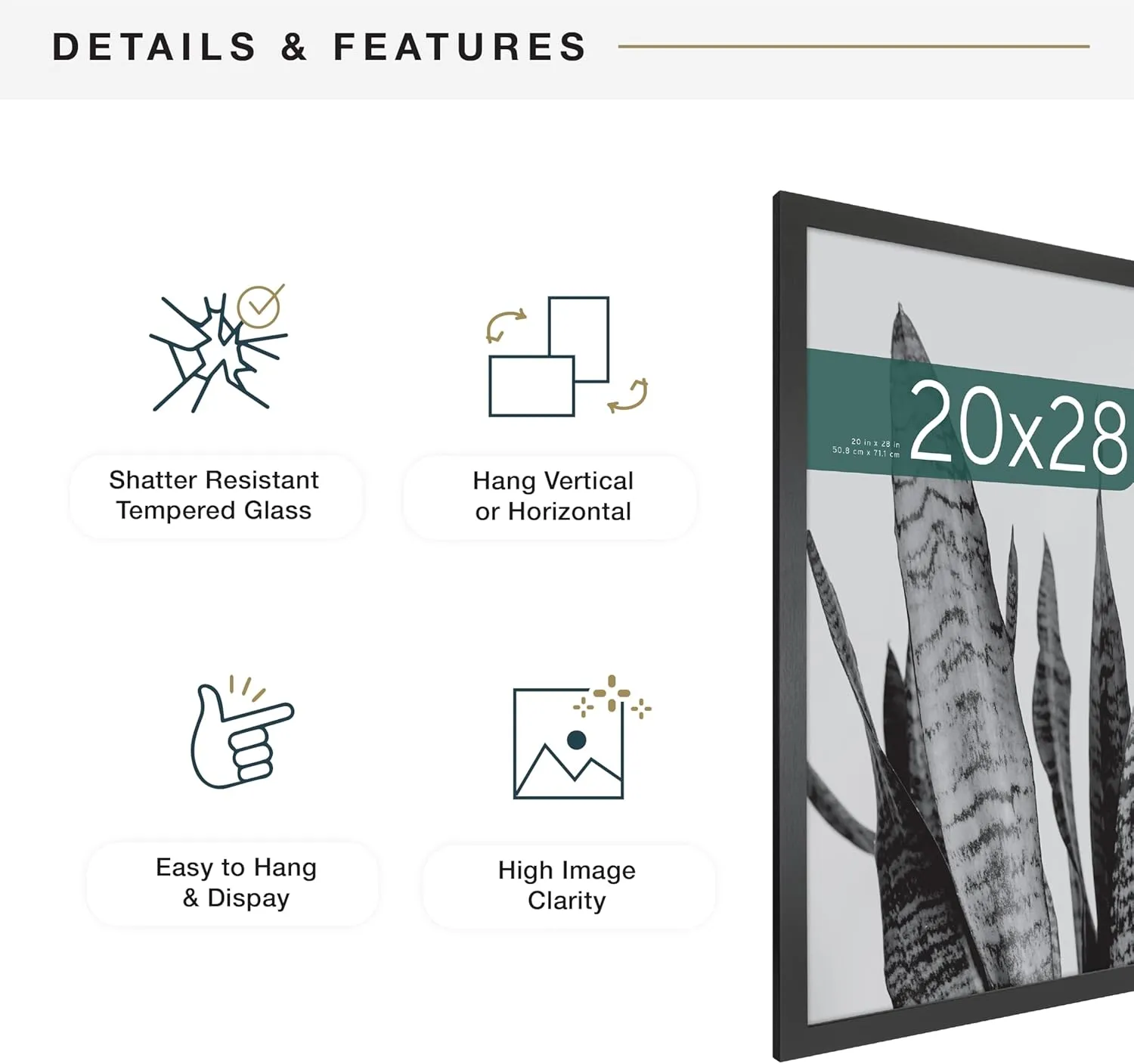 MCS Studio Gallery 20x28 Poster Frame Black Woodgrain, Vertical & Horizontal Wall Hanging Large Picture Frame for Photos, Posters & Art Prints (1-Pack)