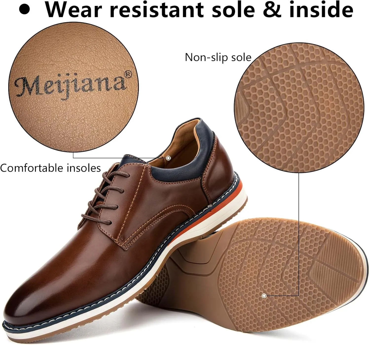 Meijiana Men's Oxfords Casual Dress Shoes Leather Lace Up Shoes for Men Business Oxford Shoes