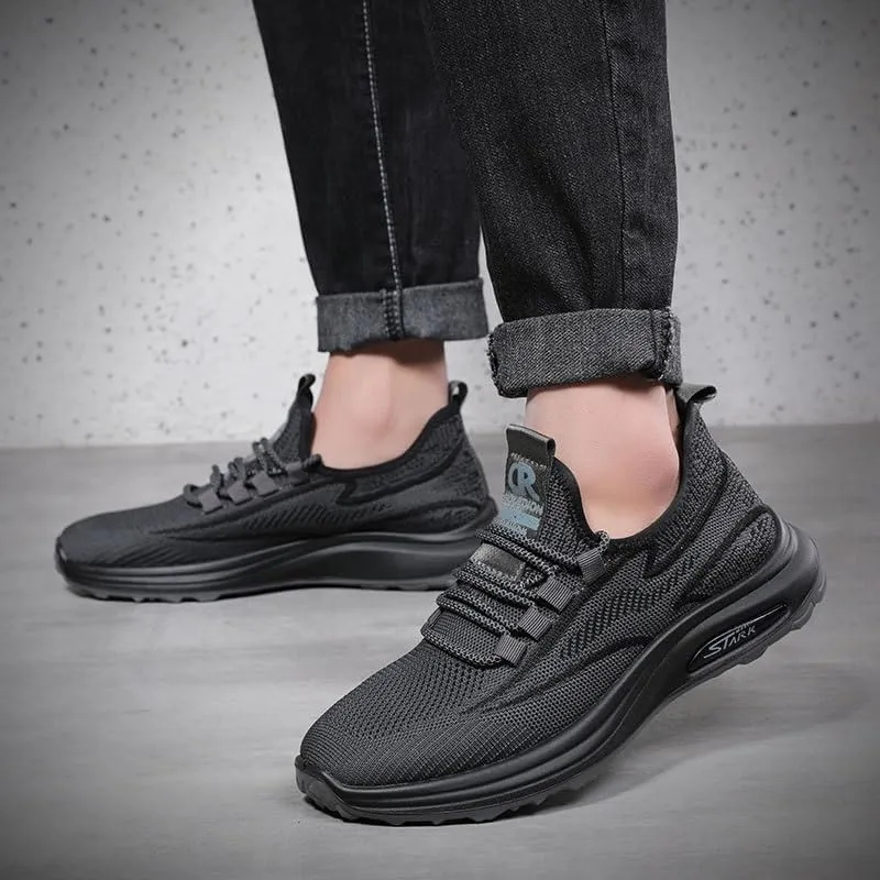 Men's Leather Comfortable Sneakers Shoes Wedding Low Top Business Work Mesh Shoes