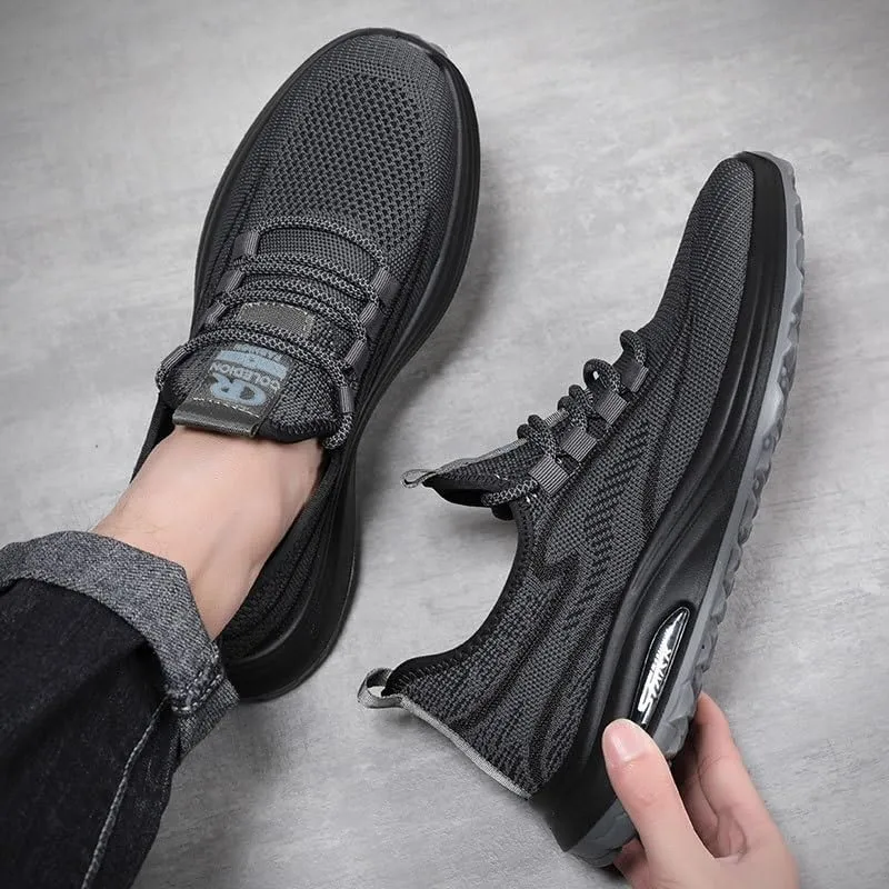 Men's Leather Comfortable Sneakers Shoes Wedding Low Top Business Work Mesh Shoes