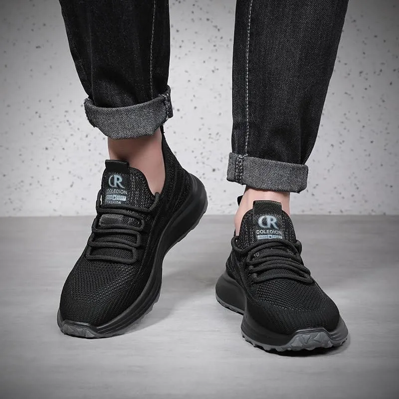 Men's Leather Comfortable Sneakers Shoes Wedding Low Top Business Work Mesh Shoes