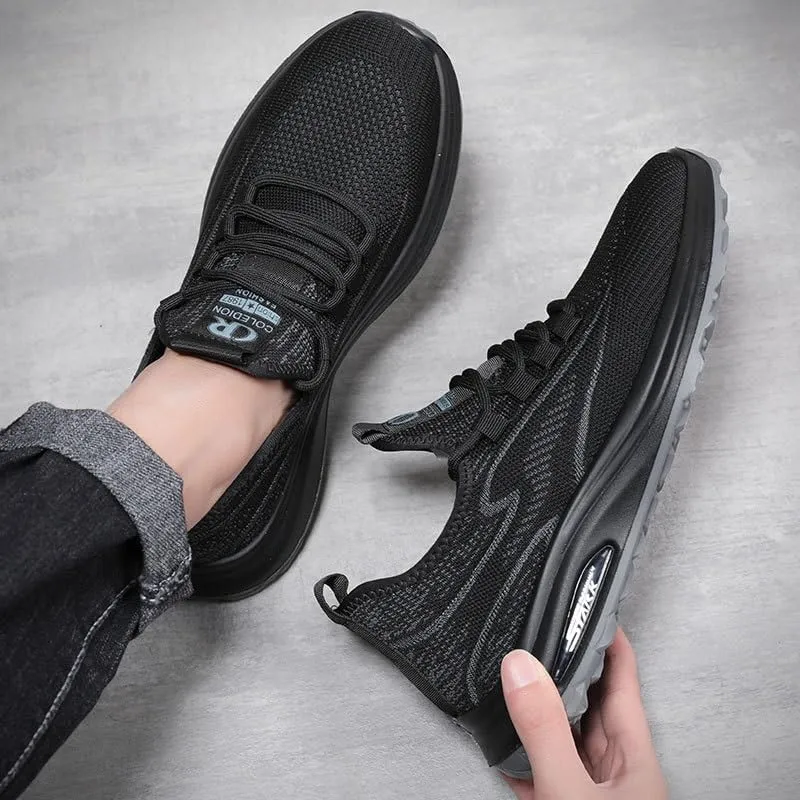 Men's Leather Comfortable Sneakers Shoes Wedding Low Top Business Work Mesh Shoes