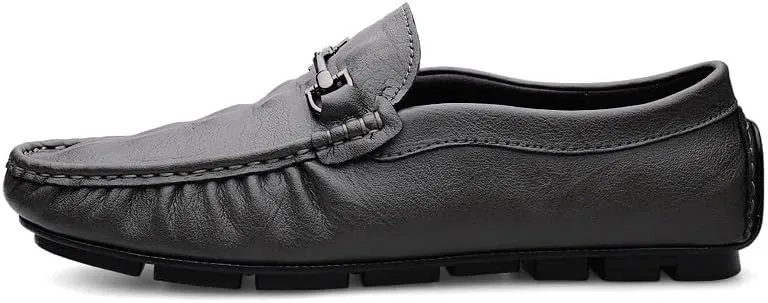 Mens Loafers Round Toe Leather Crocodile Print Driving Style Loafer Flat Heel Comfortable Lightweight Classic Slip-on