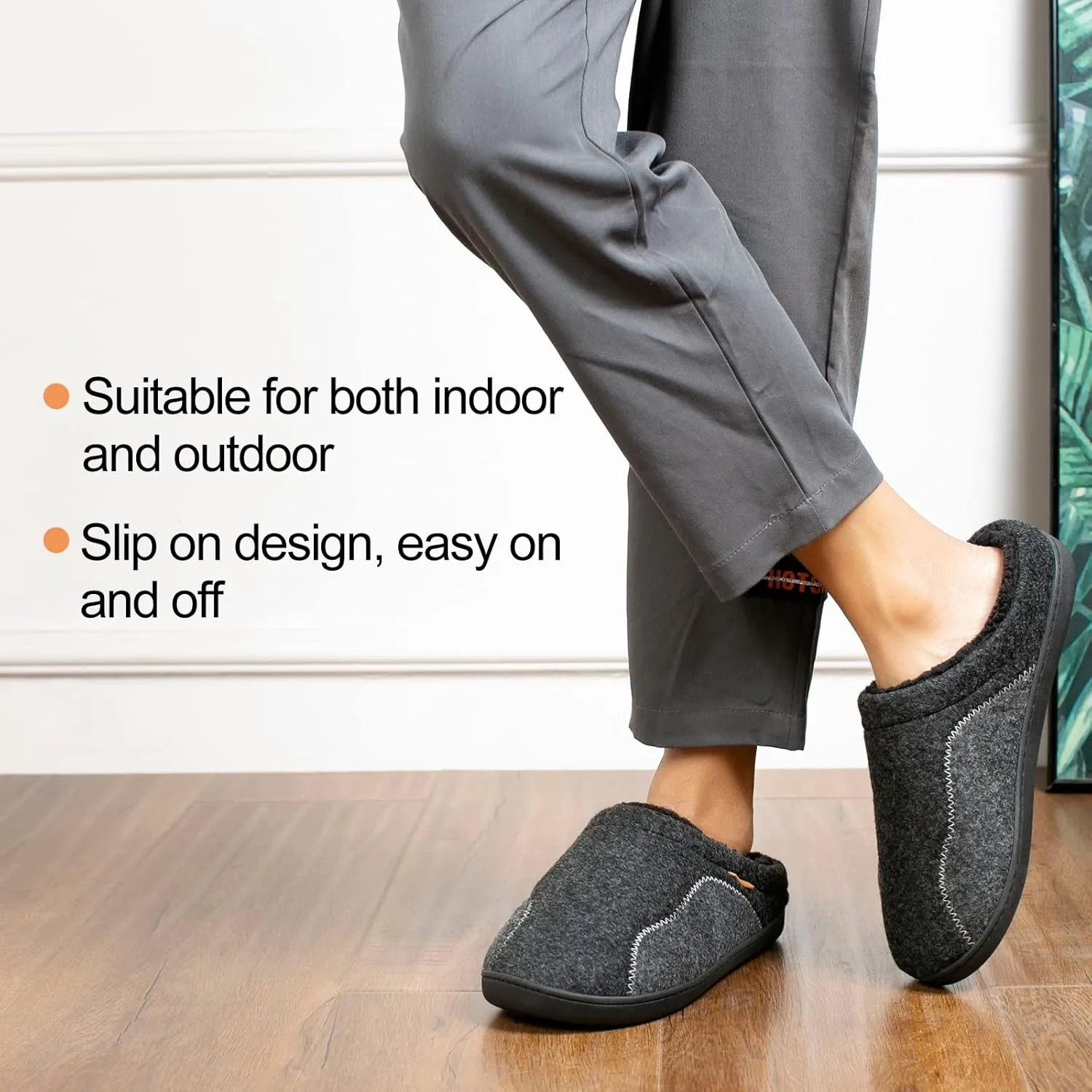 Mens Moccasin Slippers Cozy Memory Foam Fuzzy Plush Lined Slip on Adjustable Tongue House Shoes Indoor Outdoor