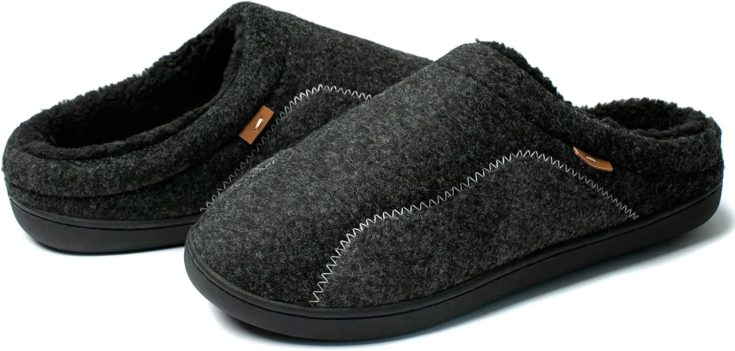 Mens Moccasin Slippers Cozy Memory Foam Fuzzy Plush Lined Slip on Adjustable Tongue House Shoes Indoor Outdoor