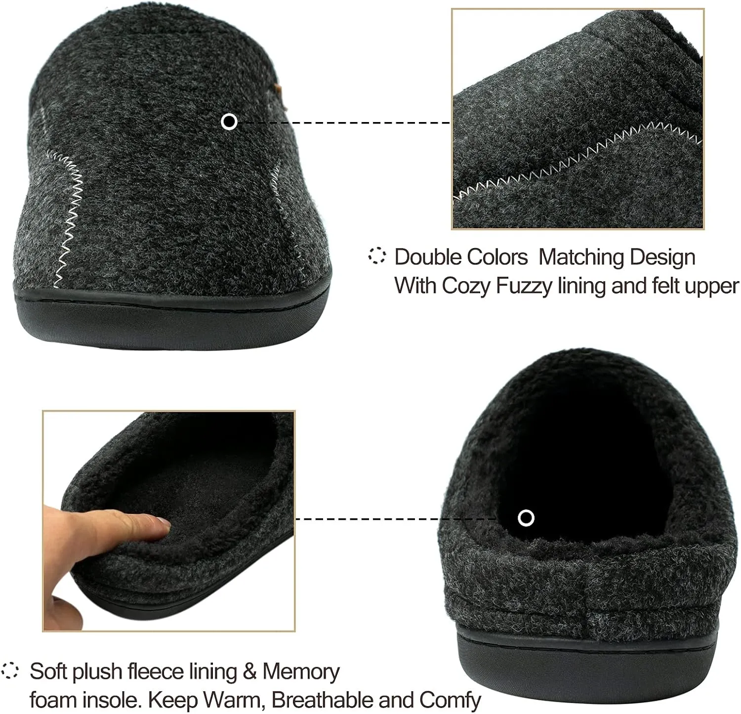 Mens Moccasin Slippers Cozy Memory Foam Fuzzy Plush Lined Slip on Adjustable Tongue House Shoes Indoor Outdoor