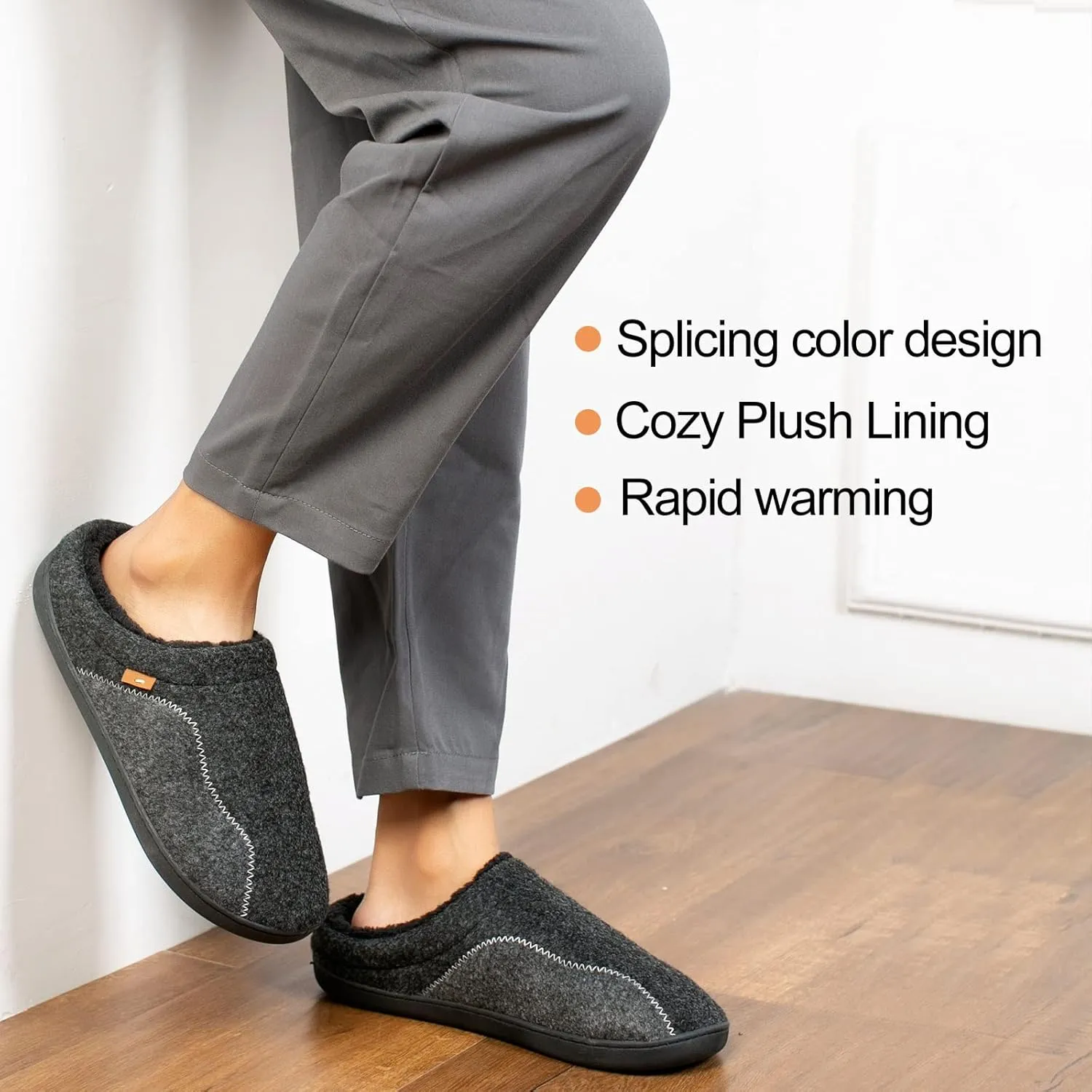 Mens Moccasin Slippers Cozy Memory Foam Fuzzy Plush Lined Slip on Adjustable Tongue House Shoes Indoor Outdoor