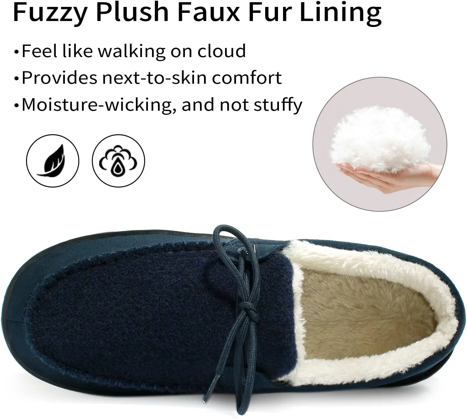 Mens Moccasin Slippers Memory Foam Suede House Slippers for Men with Soft Fleece Lining Anti-Skid Sole Indoor Outdoor House Shoes