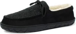 Mens Moccasin Slippers Memory Foam Suede House Slippers for Men with Soft Fleece Lining Anti-Skid Sole Indoor Outdoor House Shoes