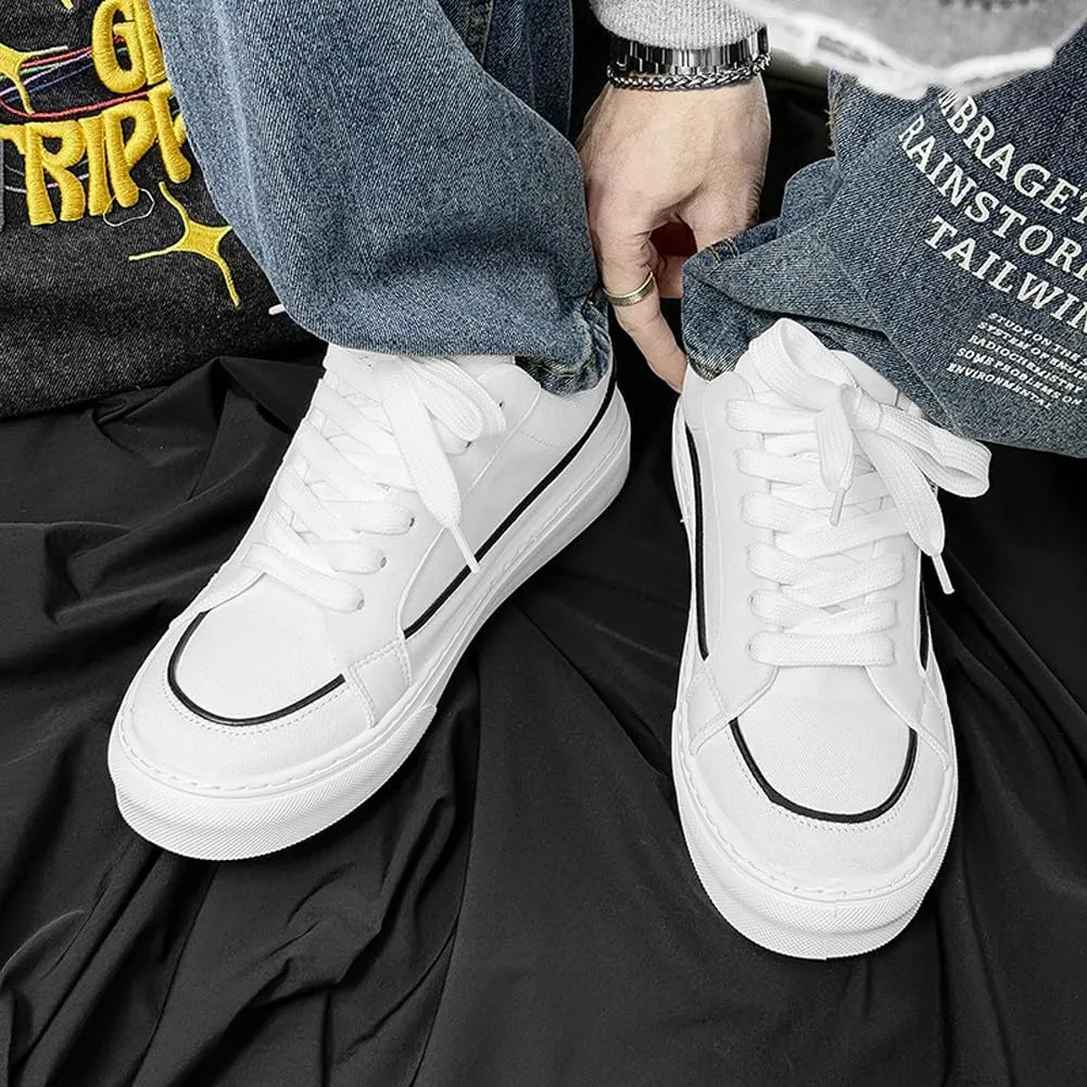 Men's Skate Lightweight Low Top Canvas Sneakers Breathable Flat Walking Shoes