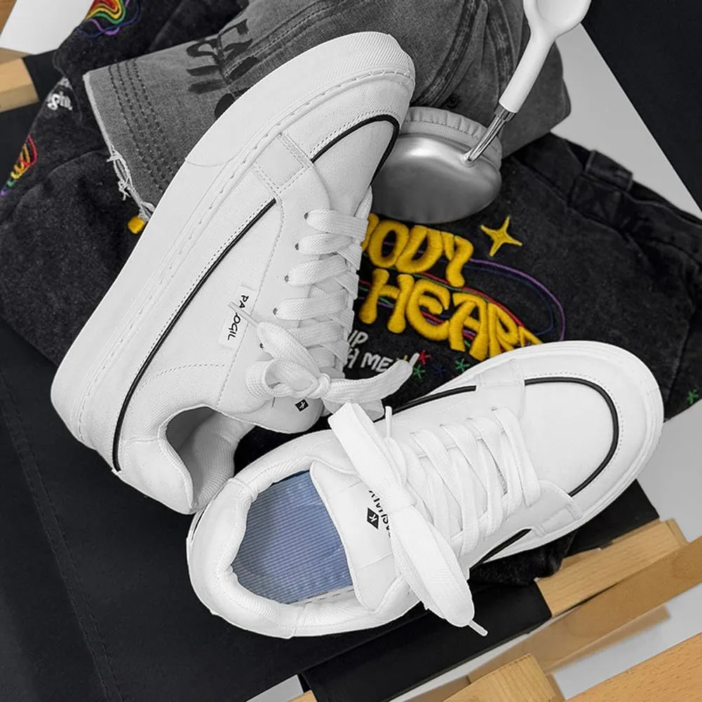 Men's Skate Lightweight Low Top Canvas Sneakers Breathable Flat Walking Shoes
