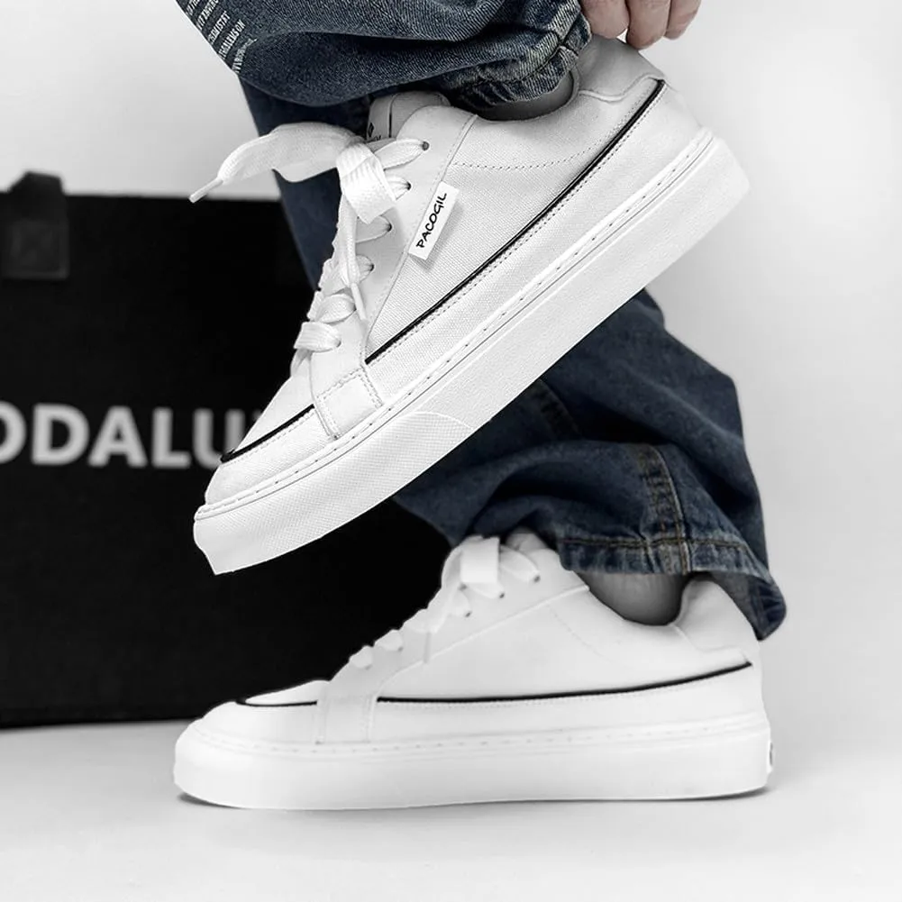 Men's Skate Lightweight Low Top Canvas Sneakers Breathable Flat Walking Shoes