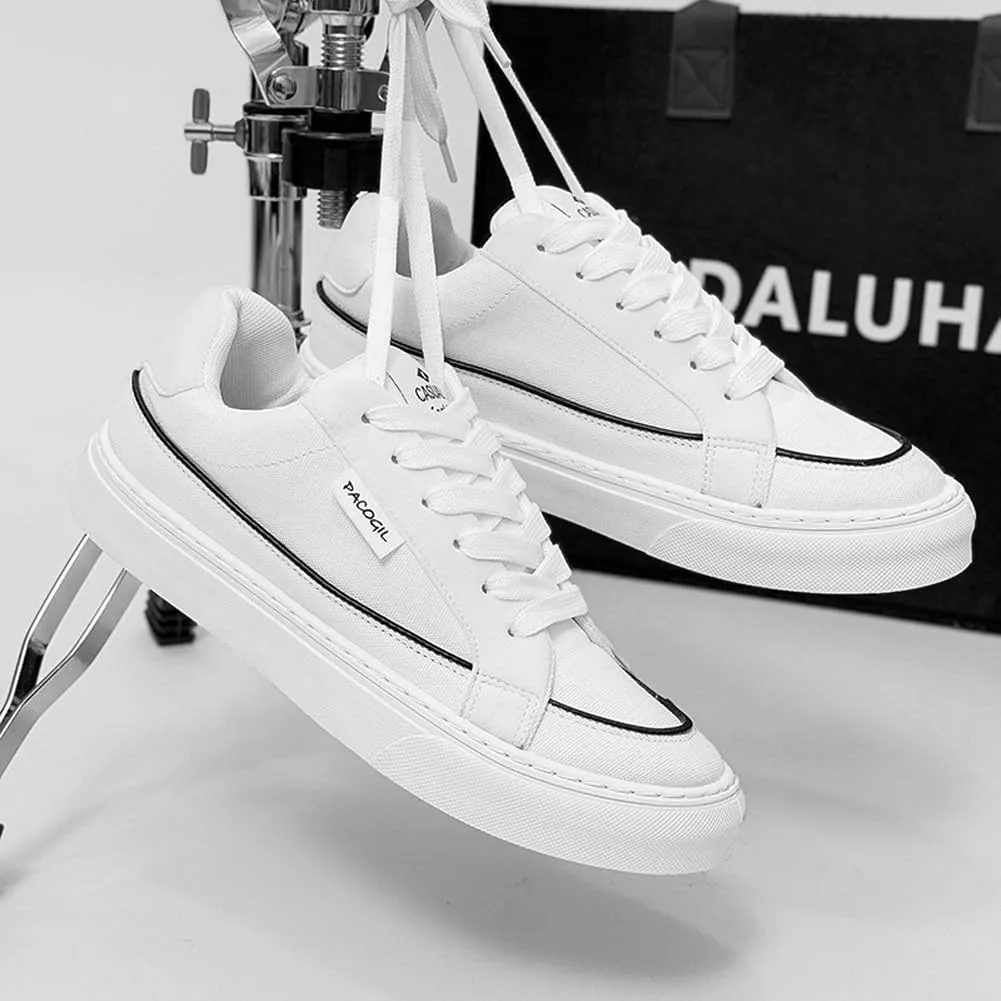 Men's Skate Lightweight Low Top Canvas Sneakers Breathable Flat Walking Shoes