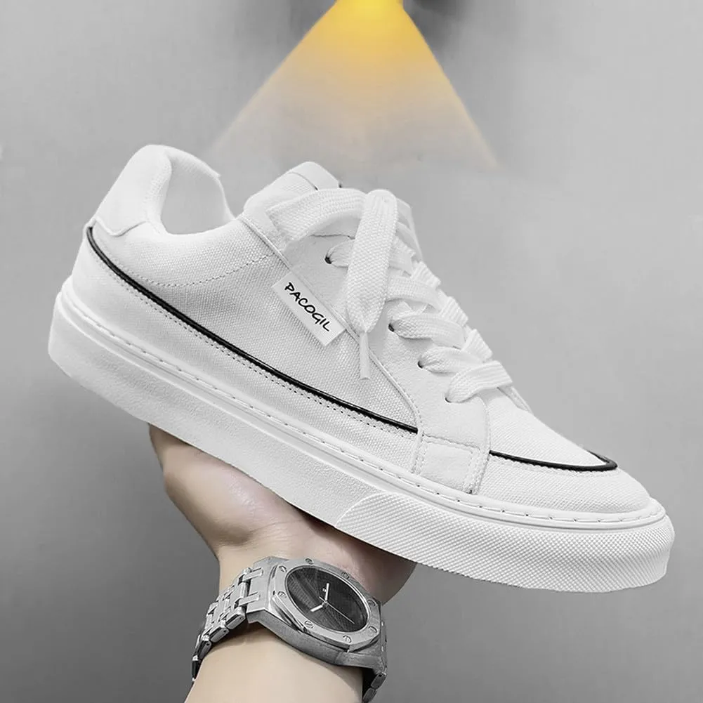 Men's Skate Lightweight Low Top Canvas Sneakers Breathable Flat Walking Shoes