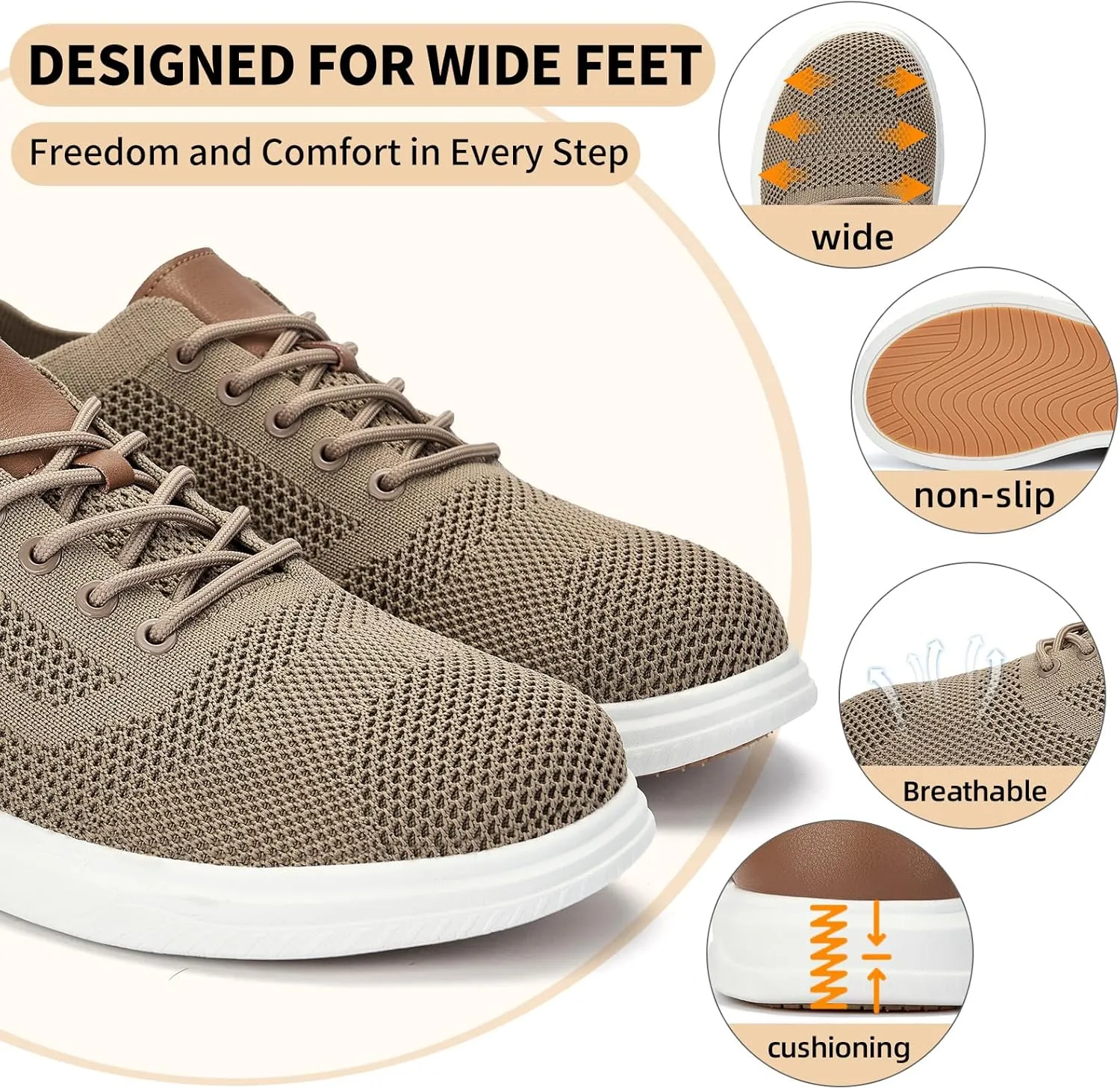 Men's Wide Toe Box Sneaker Casual Business Shoes | Breathable, Slip-Resistant, and Long-Lasting | Perfect for Office or Casual Wear | All-Day Comfort
