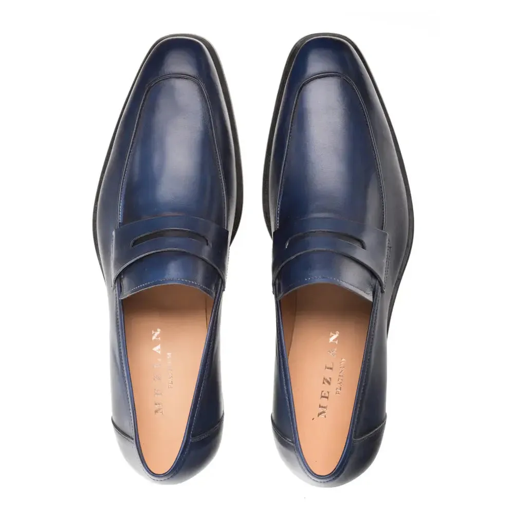 Mezlan Calfskin E20243 Navy Genuine Penny Loafers