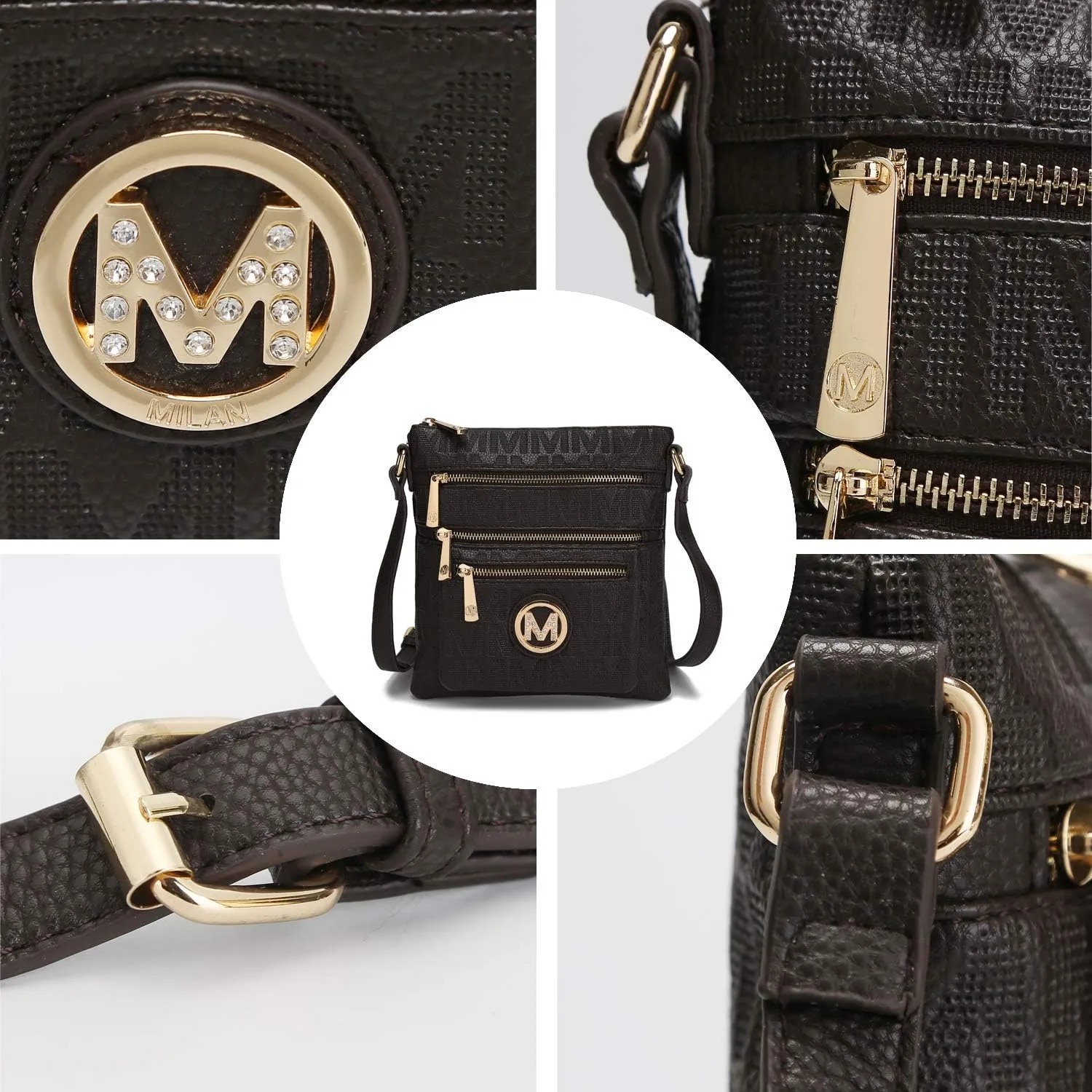 Mia K Women's Crossbody Handbag, PU Leather Adjustable Strap, Side Crossover Bag, Shoulder Bag