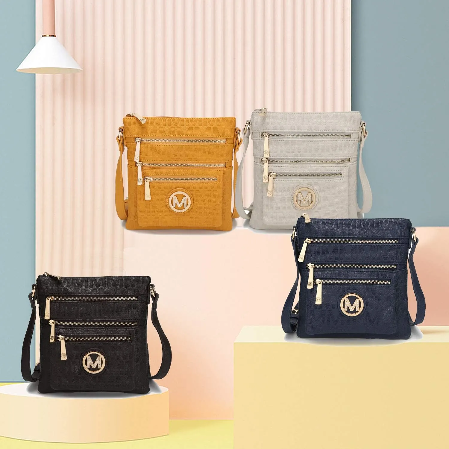 Mia K Women's Crossbody Handbag, PU Leather Adjustable Strap, Side Crossover Bag, Shoulder Bag