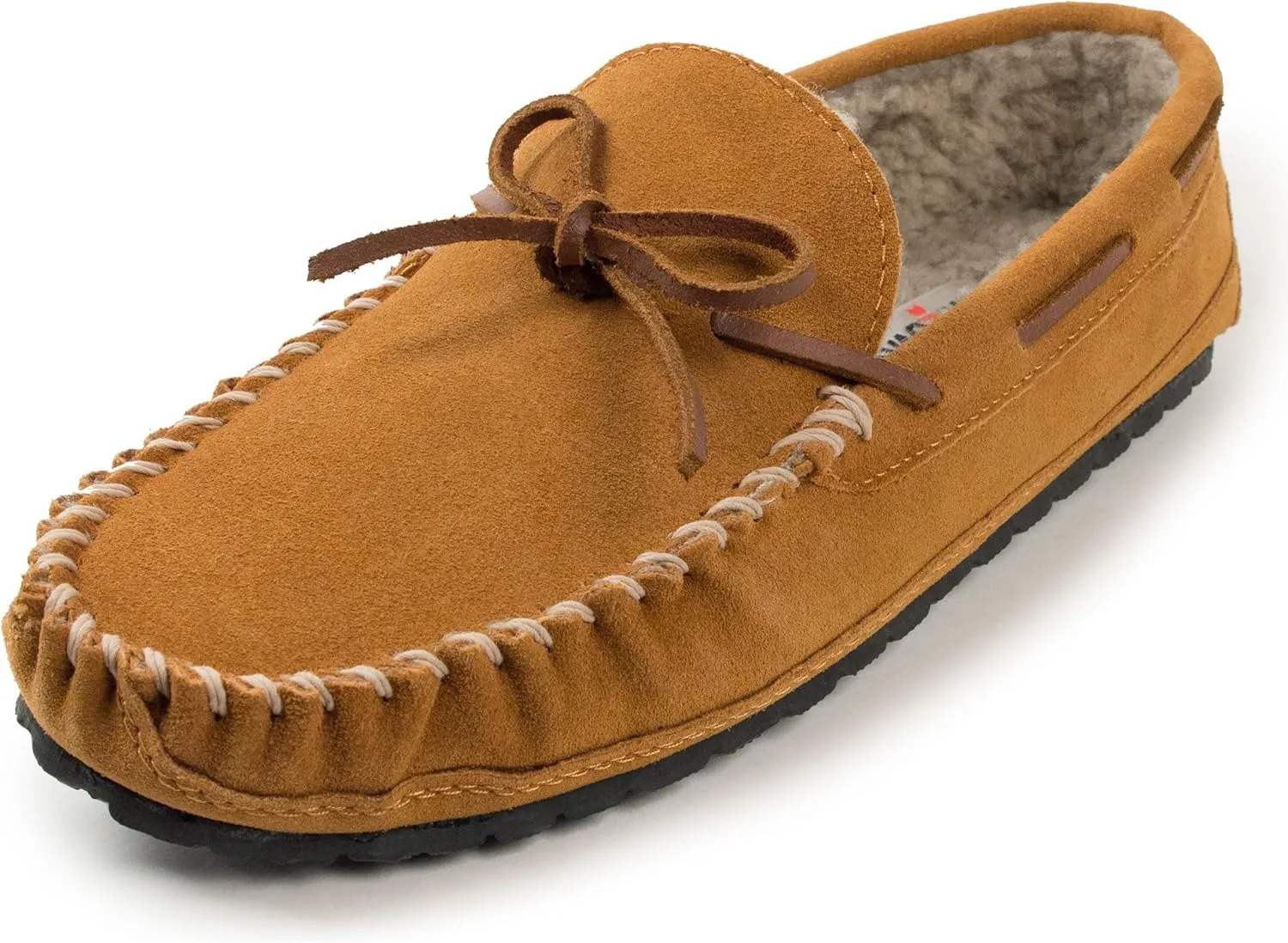 Minnetonka Mens Casey Slipper, Cinnamon, Size 12 Double Wide