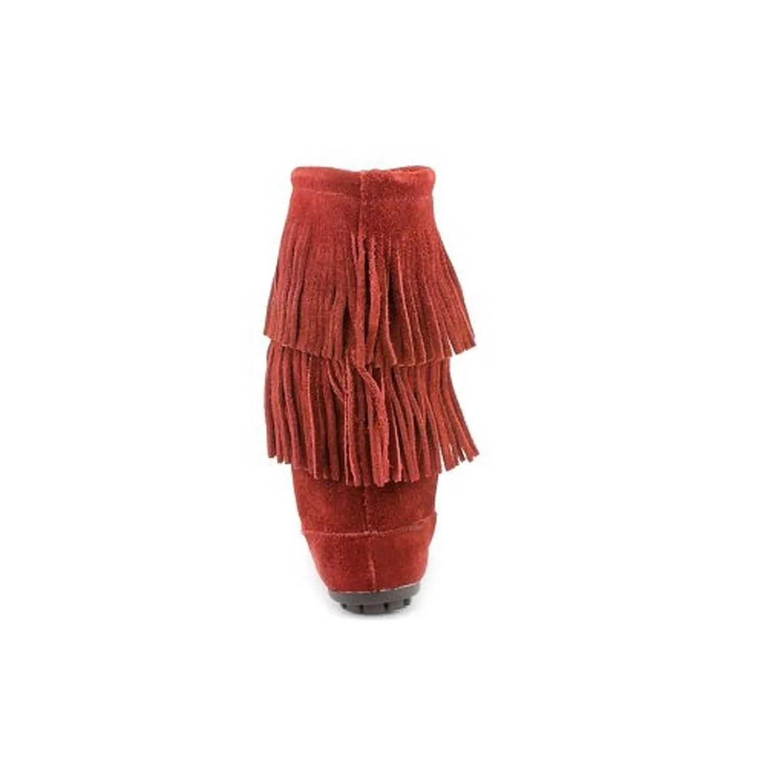 Minnetonka Moccasin Women's Dallas Double Fringe Bootie (Wine, 6)