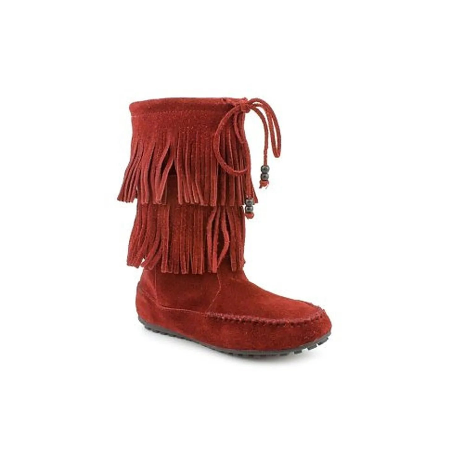 Minnetonka Moccasin Women's Dallas Double Fringe Bootie (Wine, 6)