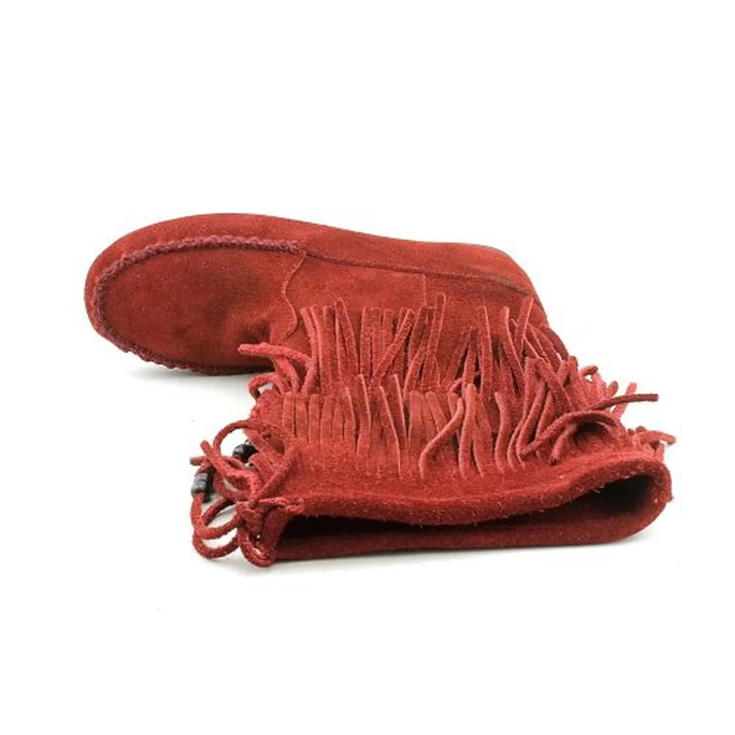 Minnetonka Moccasin Women's Dallas Double Fringe Bootie (Wine, 6)
