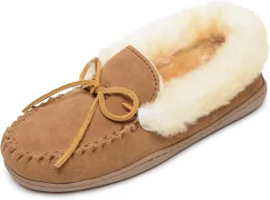 Minnetonka Womens Alpine Sheepskin Moccasin, Golden Tan, Size 11 Wide