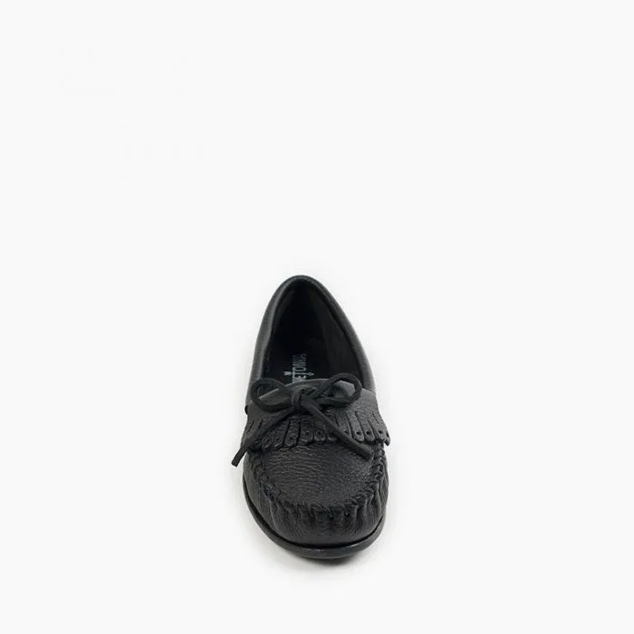 Minnetonka Women's Black Deerskin Kilty Shoe
